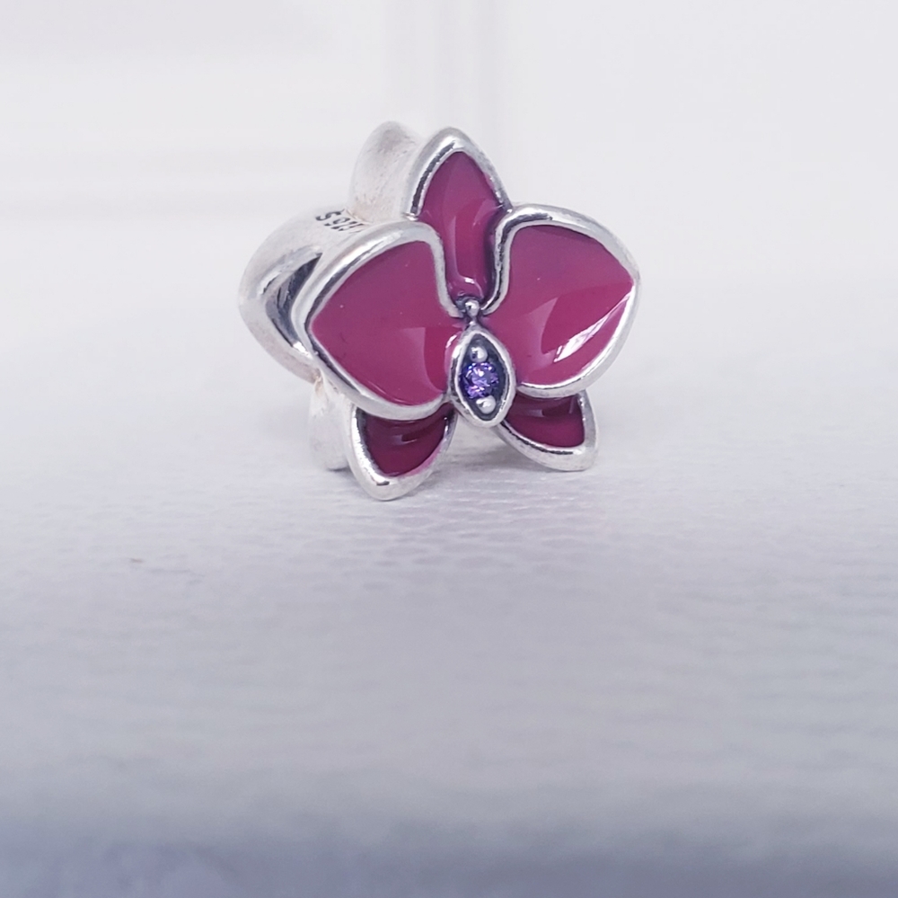 🌸 2 Authentic Pandora ⭐️RETIRED⭐️ ORCHID CHARMS - Picture 5 of 10